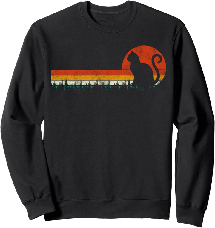 Vintage Retro Style kitty Pine Tree Sunset kitties Pet Cat Sweatshirt