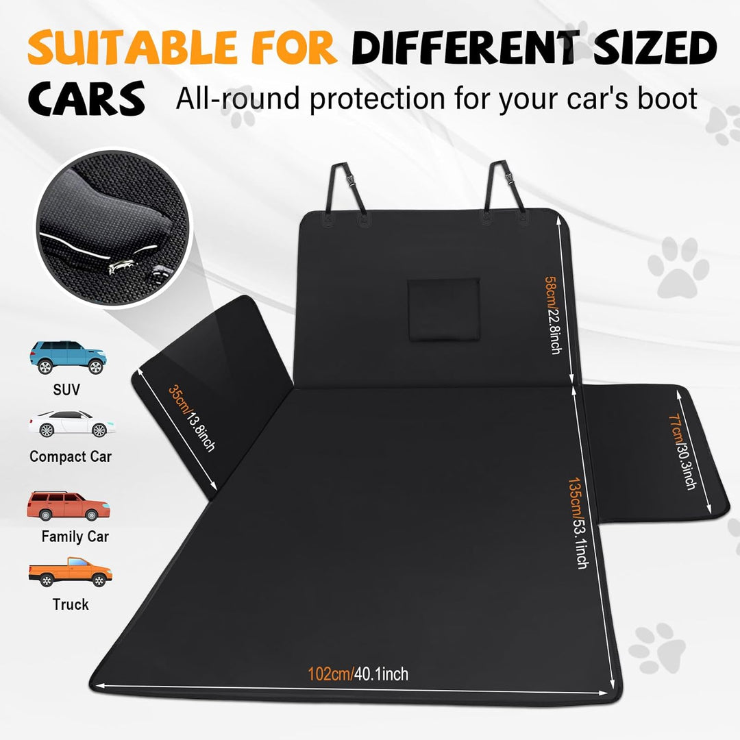 Kofferraumschutz Hund mit Seitenschutz & Ladekantenschutz - Universal Kofferraummatte wasserdicht &