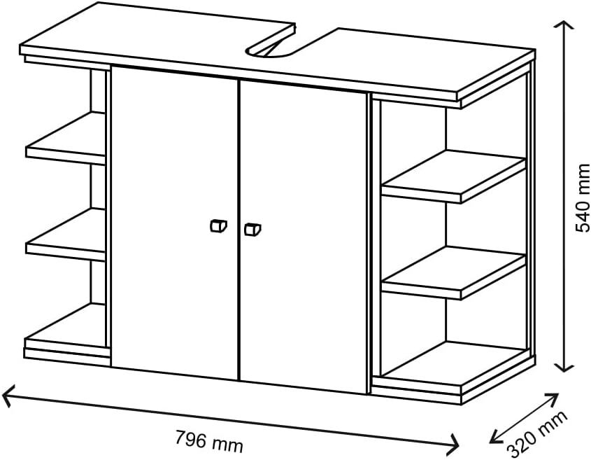 Vicco Waschbeckenunterschrank Aquis, Anthrazit/Sonoma, 79 x 64 cm Anthrazit Waschtischunterschrank,