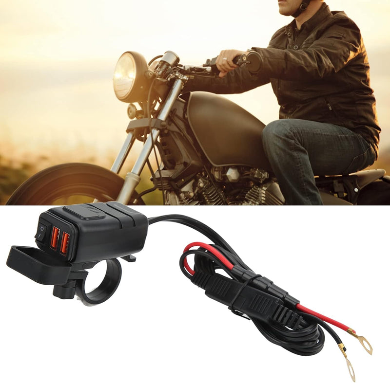 Fydun Motorrad Dual USB Ladegerät SAE zu USB Adapter mit Wasserdichtem Abdeckungsschalter Schnelllad