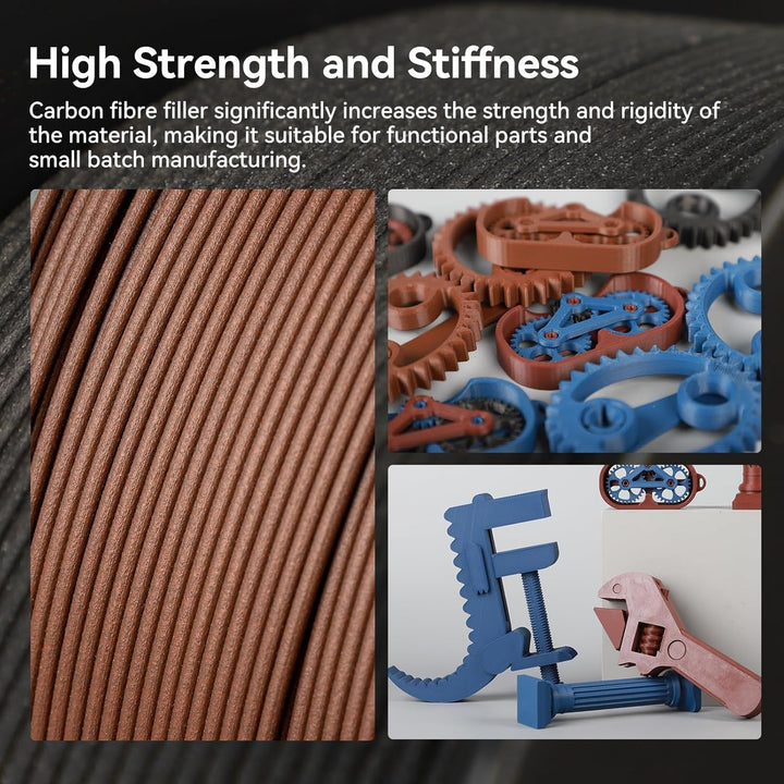 kexcelled PLA CF Kohlefaser Filament 1,75mm Modifiziertes Carbon Fiber Material Verbesserte Zähigkei