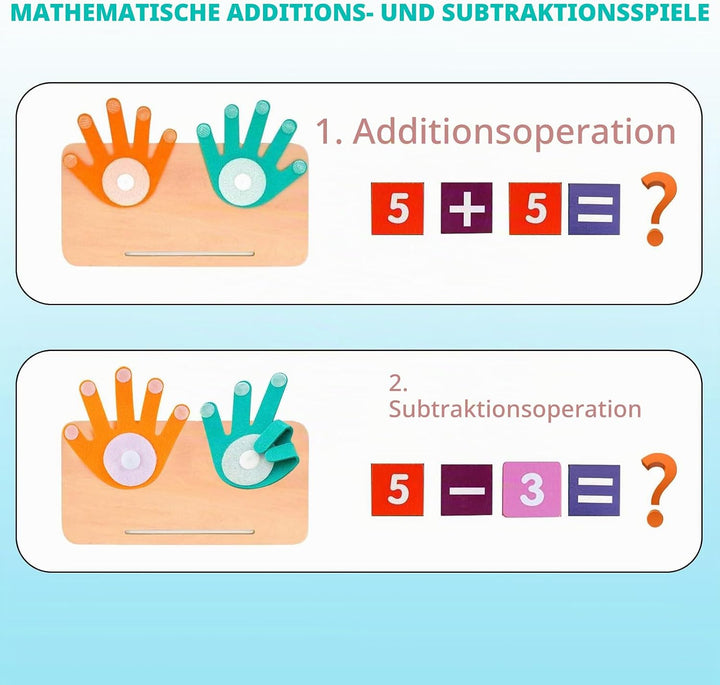 Holz Mathe Spielzeug, Zahlen Lernen für Kinder, Fingerzähl-Mathespielzeug, Zählen Lernspielzeug, Päd