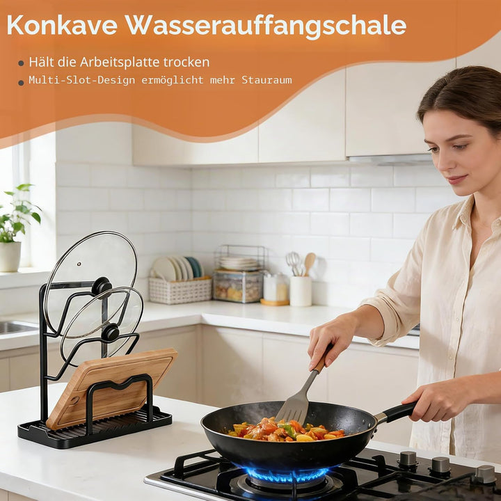 Topfdeckelhalter Löffelablage Topfdeckelablage Topfdeckelständer Kochlöffelablage aus Aluminium Topf