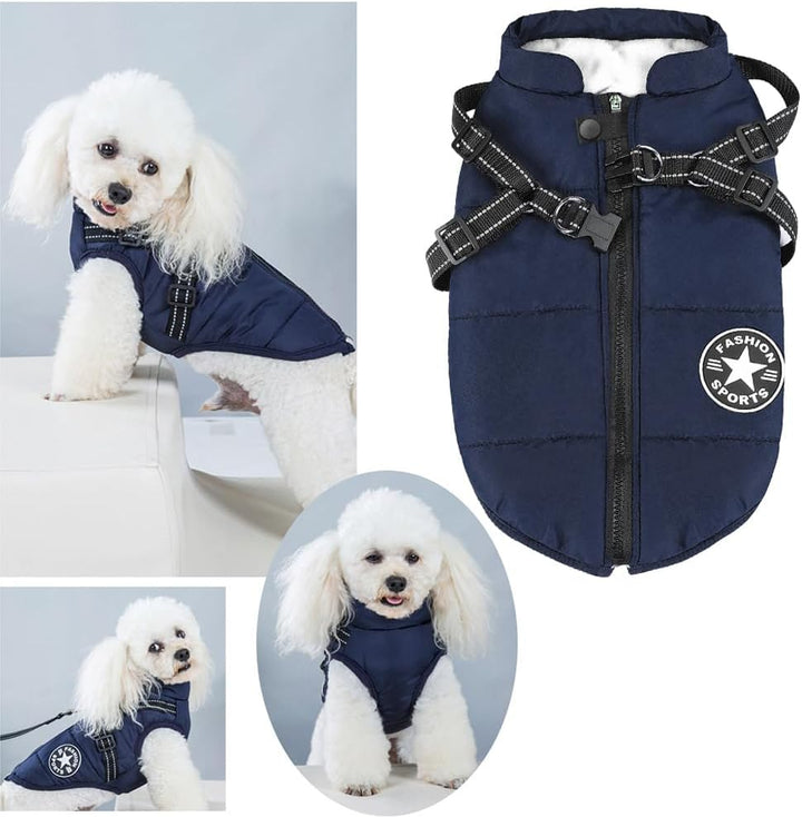 Aiboria Hundejacken für den Winter Winddicht Wasserdicht 2 in 1 Outfit Kaltwettermantel Hundewesteng