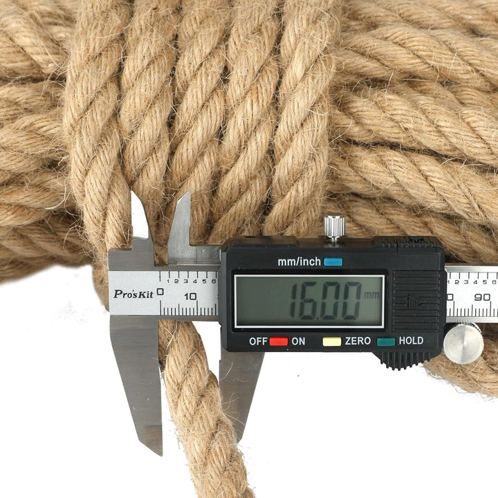 G2PLUS 16mm Dicke Juteseil, 10m Garten Hanfseil, Braun Juteseil zum Katzen Kratzbaum, 16mm Rustikal