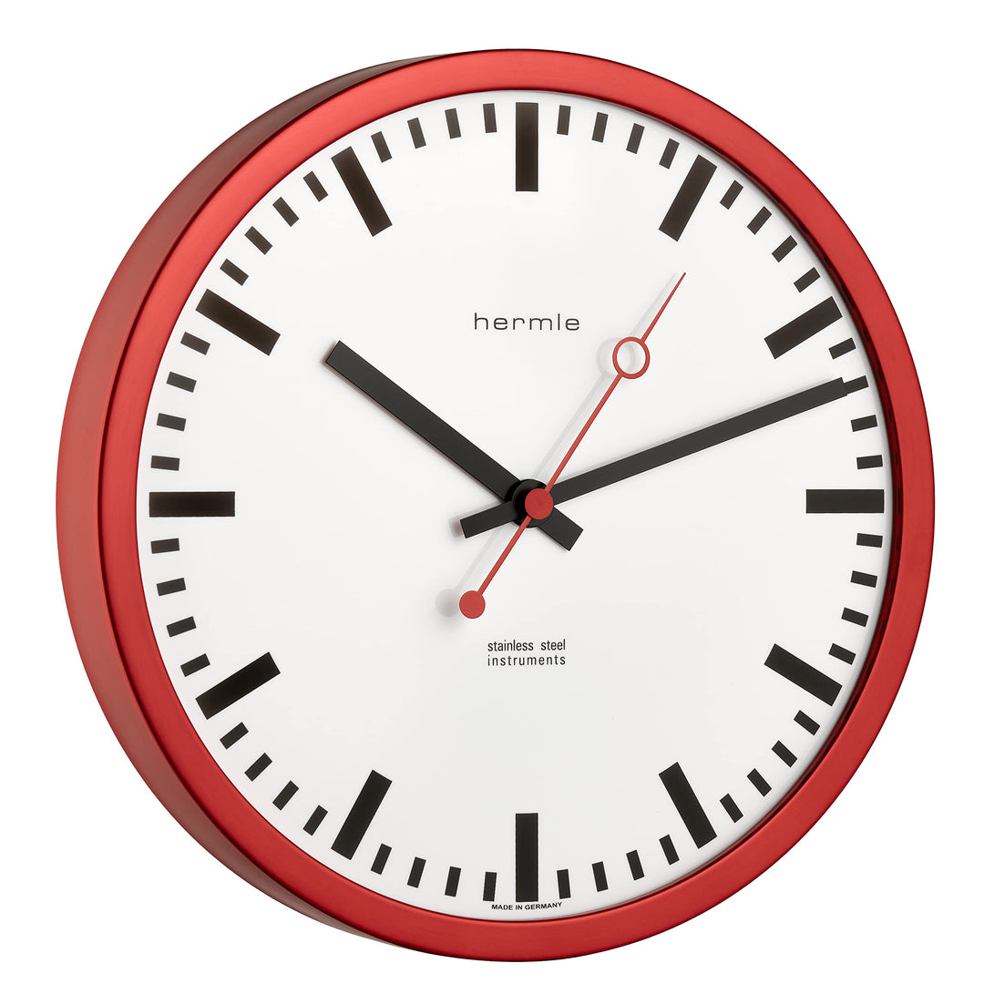 Hermle Bahnhofsuhr 30471-360870 Funk, Rot, Ø 30cm x 5cm