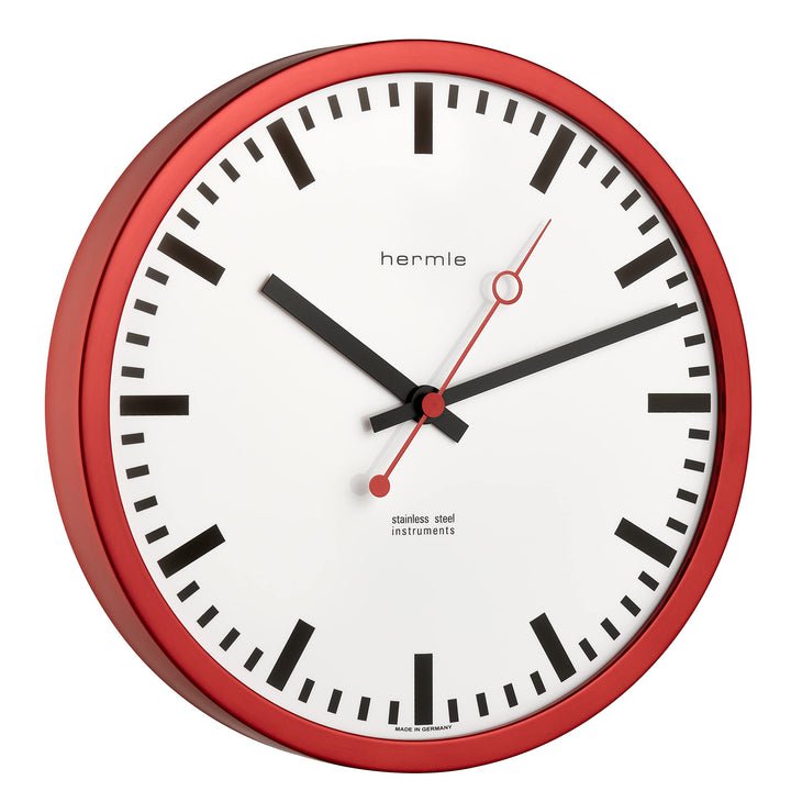 Hermle Bahnhofsuhr 30471-360870 Funk, Rot, Ø 30cm x 5cm