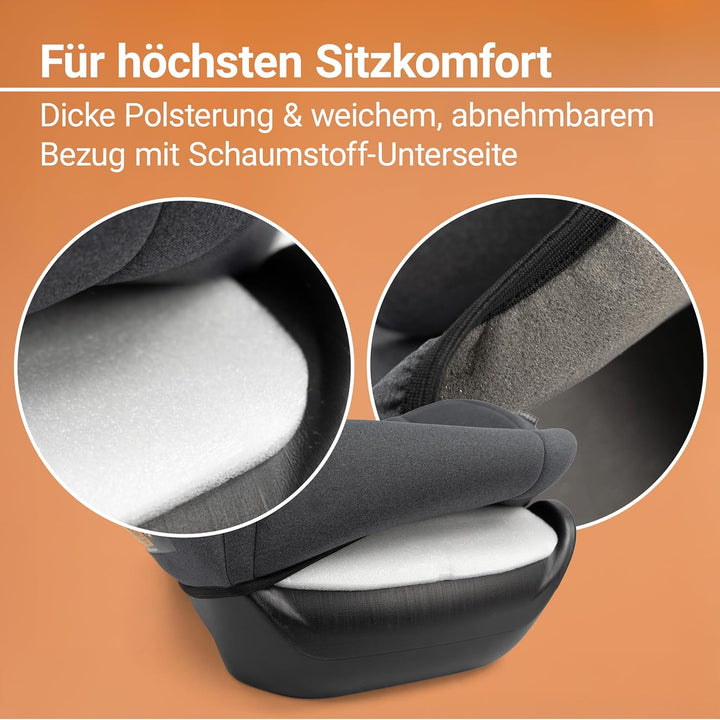 Auto Sitzerhöhung i-Size 125–150 cm | Befestigung mit 3-Punkt-Gurt, ECE R129/04 geprüft | stabile ge