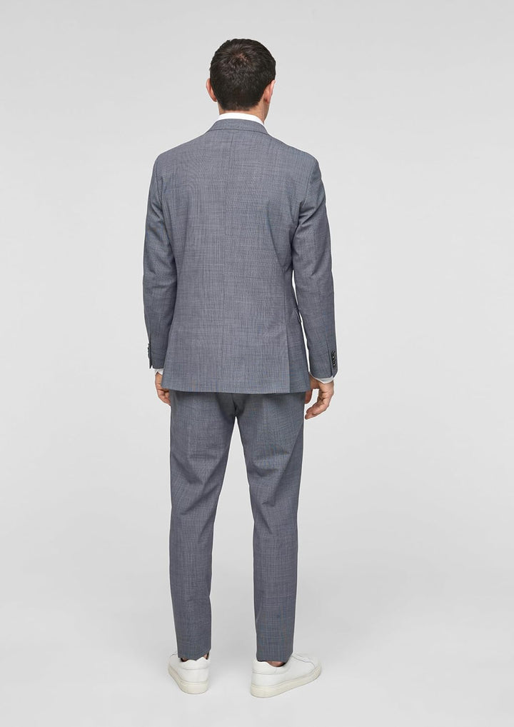 s.Oliver BLACK LABEL Slim: Elastisches Sakko aus Wollmix 98 Dark Blue Check, 98 Dark Blue Check