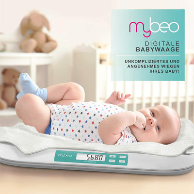 MyBeo - Babywaage digital - Wiegefläche 54 x 26 cm - 50 g bis 20 kg - 5 Gramm Genauigkeit - Kinderwa