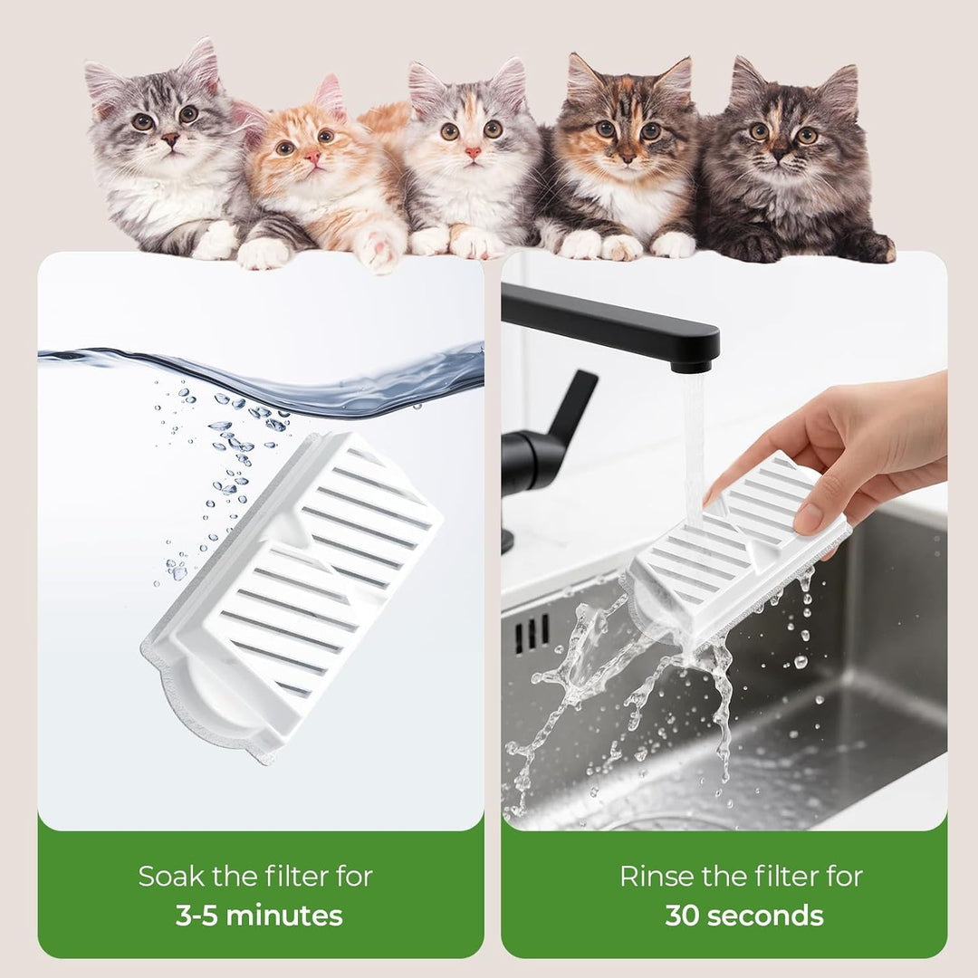 Voluas Filter für Katzenbrunnen – 9 Aktivkohlefilter + 9 Vorfilterschwämme – Kompatibel mit 2,2L Ker