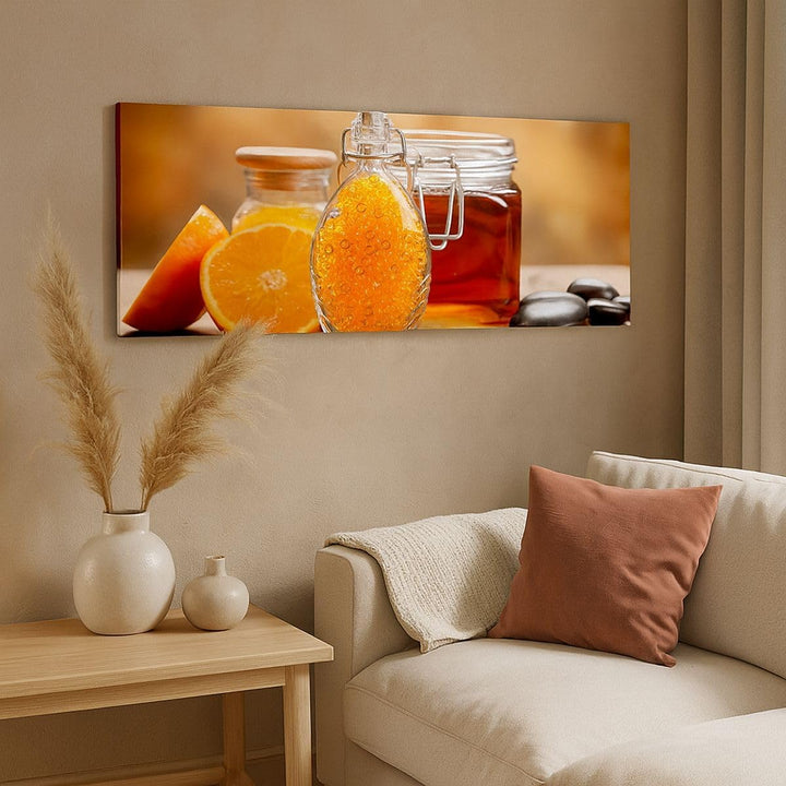 Wandbilder Dekoration Wohnzimmer Essen Honig Glas Vitamin Panorama Bilder auf Leinwand 120x50cm Lein