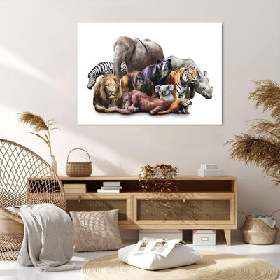 ARTTOR Bilder auf Leinwand 100x70cm Leinwandbild Tiere Koala Löwe Affe Gross Wanddeko Bild Schlafzim