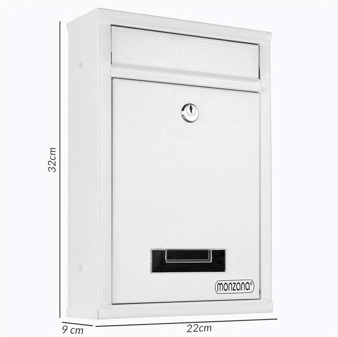 MONZANA® 6X Briefkasten Weiss inkl. 2 Schlüssel Namensschild abschliessbar Mailbox Briefkastenanlage