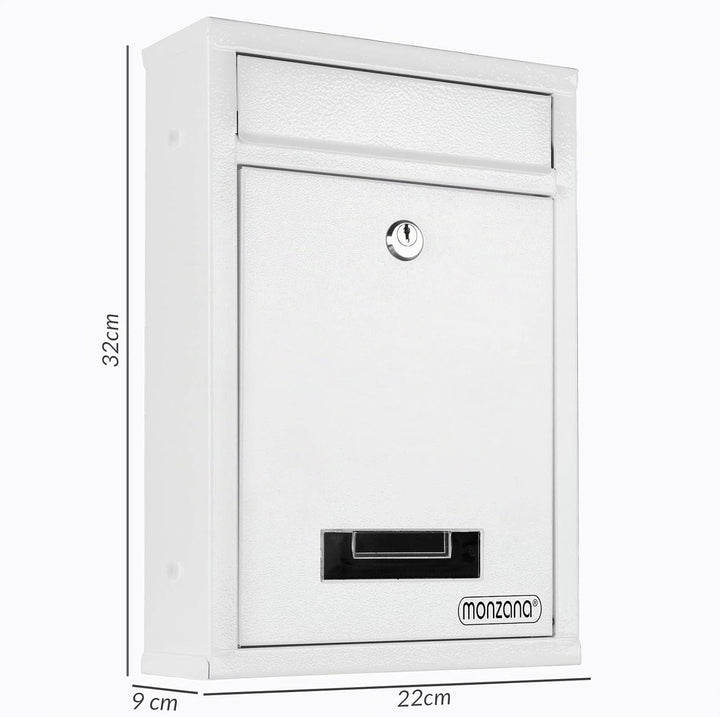 MONZANA® 6X Briefkasten Weiss inkl. 2 Schlüssel Namensschild abschliessbar Mailbox Briefkastenanlage