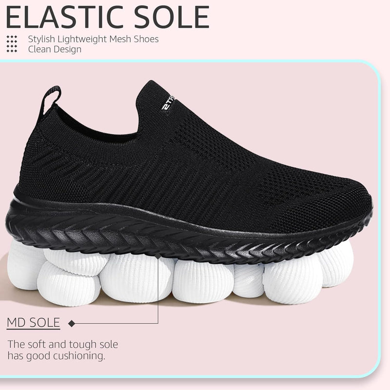 Littleplum Damen Sneakers Slip on Turnschuhe Mesh Atmungsaktiv Fitness Gym Sportschuhe Leichte Beque