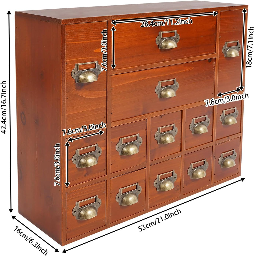Mini Kommode mit 14 Schubladen, Vintage Aufbewahrungsschrank - Schrank Schubladenschrank Holz Klein
