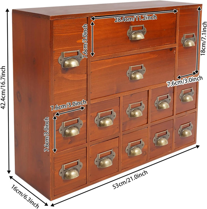 Schubladenschrank, Schreibtisch Organizer mit 14 Schubladen, Schubladenbox aus Holz, Mini Kommode fü