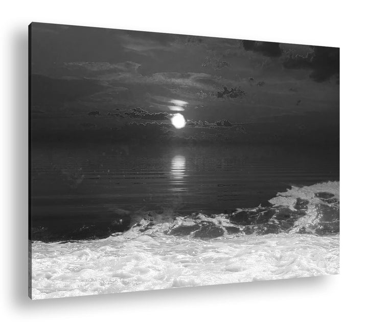 deyoli rot-orangener Sonnenuntergang am Strand Format: 80x60 als Leinwand, Effekt: Schwarz&amp;Weiss, Mo