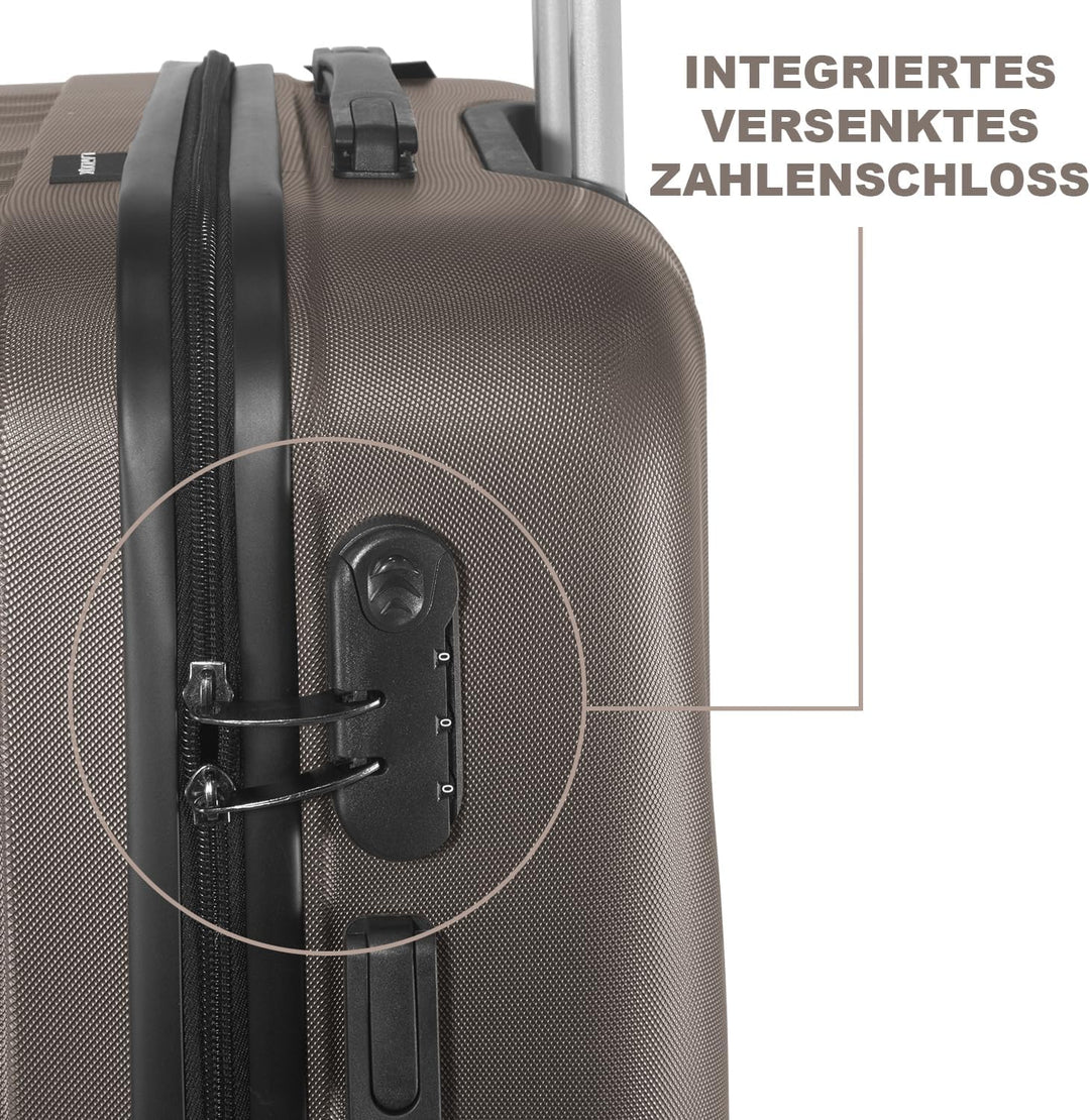 Hartschalenkoffer Set 3 Teilig, Kratzresistente ABS-Hartschale, 55 64 74 cm, 360-Grad-Doppelrollen,