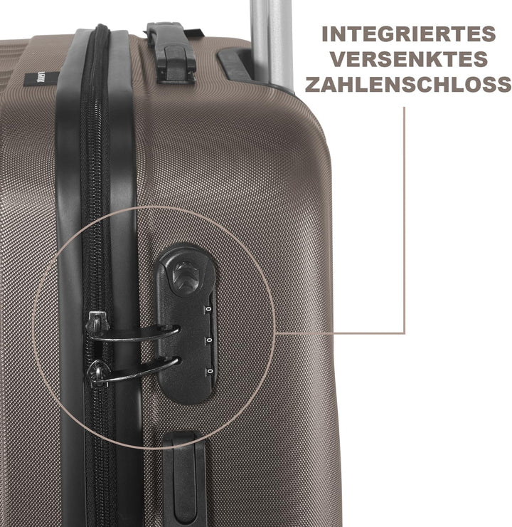Hartschalenkoffer Set 3 Teilig, Kratzresistente ABS-Hartschale, 55 64 74 cm, 360-Grad-Doppelrollen,