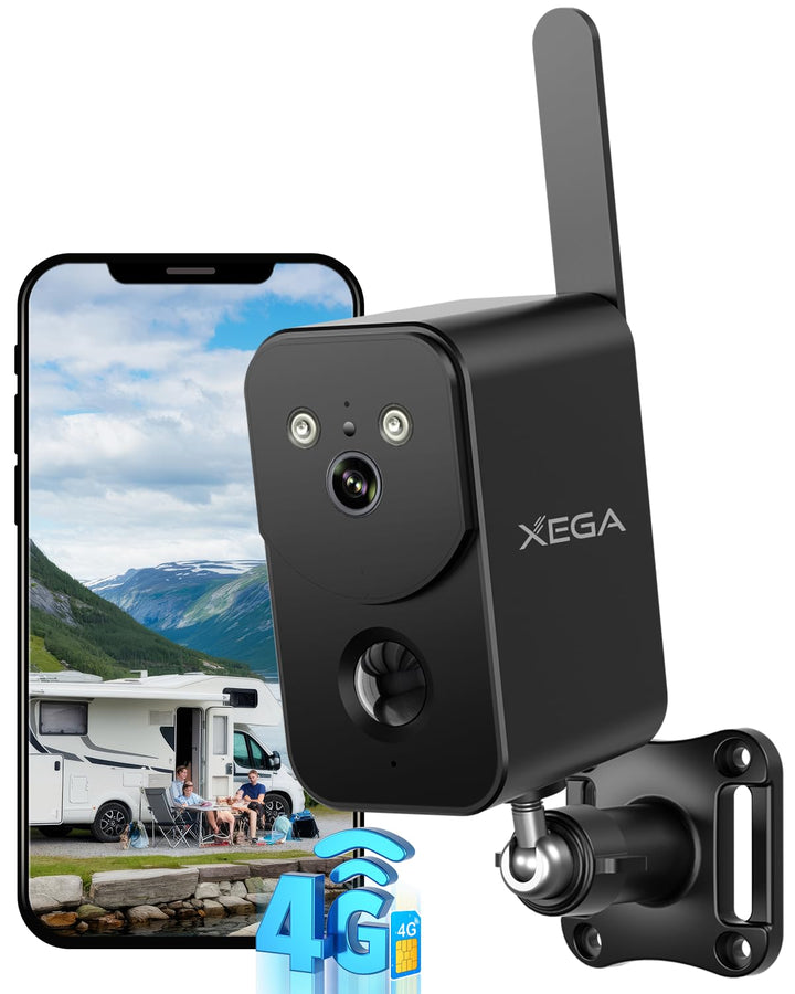 Xega 4G LTE Überwachungskamera mit SIM Karte 10000mAh Akku – Drahtlose Aussen Innen Tragbare Kamera