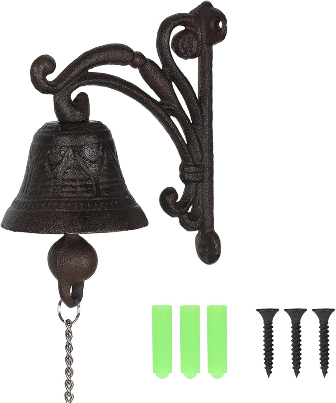 Türglocke Gusseisen, Gartenglocke mit Kordel, Antikes Design, Haustür Wandglocke, Gartendeko, Outdoo