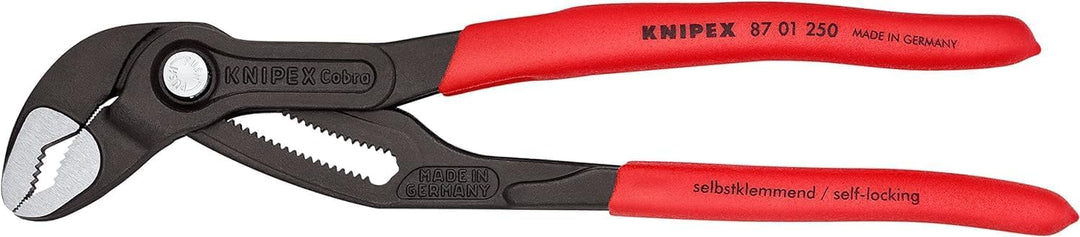 KNIPEX Cobra, Wasserpumpenzange | Rohrzange, Chrom-Vanadium, atramentiert, 250 mm (SB-Karte/Blister)