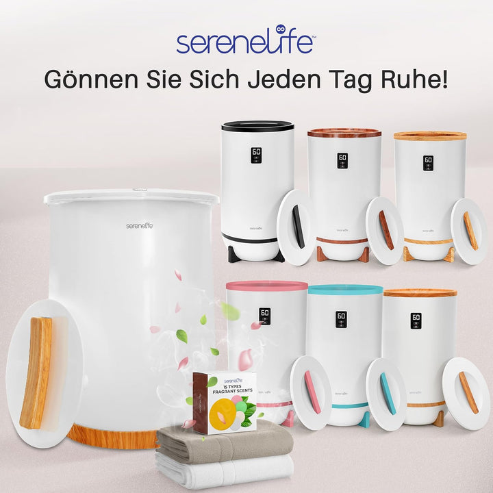 SereneLife Eimer Handtuchwärmer Elektrisch – Towel Warmer – Wellness Handtuch Wärmegerät 20L in Weis