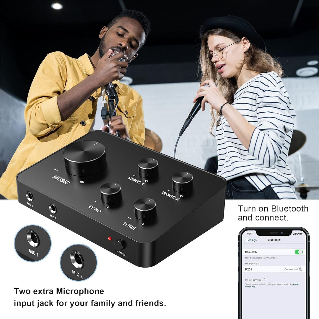 Mikrofon Kabellos Set UHF – Dual Karaoke Mikrofon Funkmikrofonen mit 2x8 Frequenzen, 100ft Reichweit