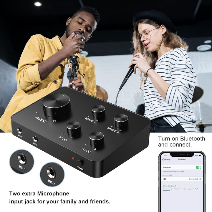 Mikrofon Kabellos Set UHF – Dual Karaoke Mikrofon Funkmikrofonen mit 2x8 Frequenzen, 100ft Reichweit