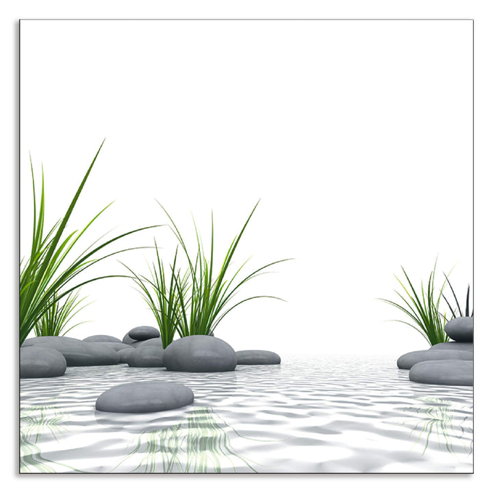 ARTland Spritzschutz Küche aus Alu für Herd Spüle 60x60 cm (BxH) Küchenrückwand mit Motiv Natur Zen