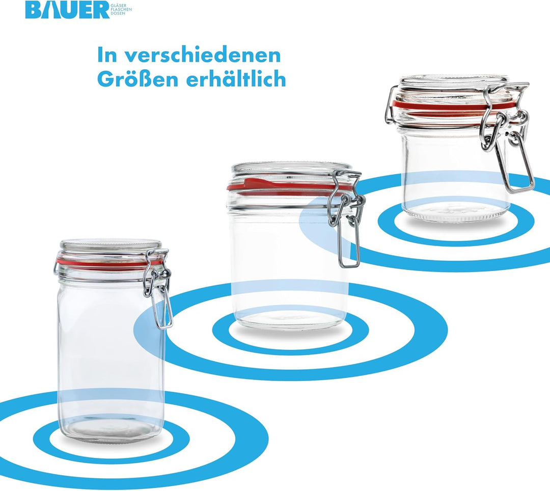 Flaschenbauer - 8er Set Drahtbügelgläser 125ml - Vorratsglas mit Dichtungsringen inkl. Etiketten, Ei