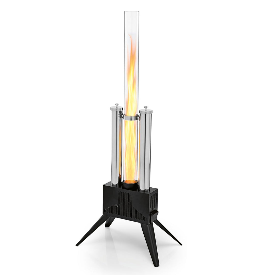LANDMANN Pellet Feuersäule | Pellet Feuerstelle - ideal als Feuerrohr & Feuersäule | Feuertonne & Am