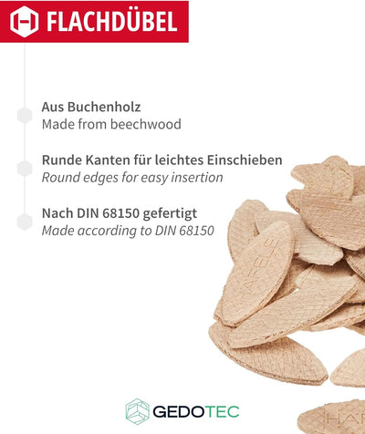 Gedotec Verbindungsplättchen Holz Grösse 10 Möbelverbinder Buche natur auch Lamello gennant | Flachd