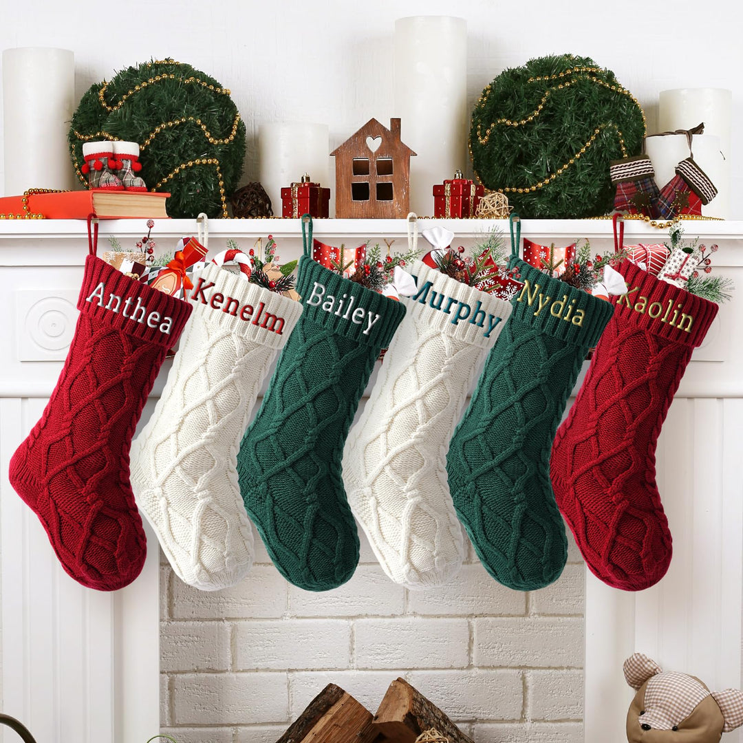 Weihnachtsstrumpf Personalisiert Nikolausstrumpf mit Benutzerdefinierte Namen 18” Grosser gestrickte