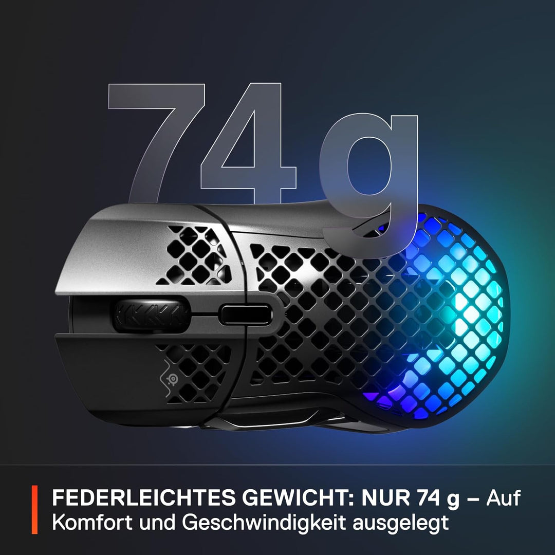 SteelSeries Aerox 5 Wireless – RGB Gaming-Mouse mit Öffnungen in der Oberfläche – Federleichtes, was