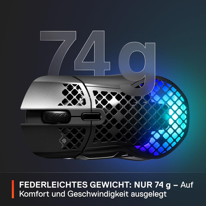 SteelSeries Aerox 5 Wireless – RGB Gaming-Mouse mit Öffnungen in der Oberfläche – Federleichtes, was