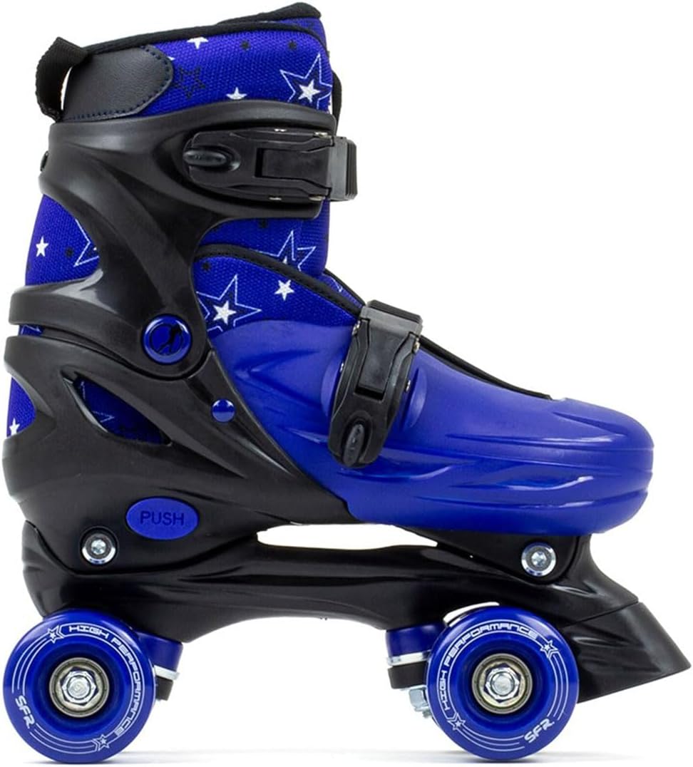 SFR Unisex, Jugend Nebula Adjustable Quad Skates Rollschuhe Kinder 29-33 Schwarz/Blau, 29-33 Schwarz