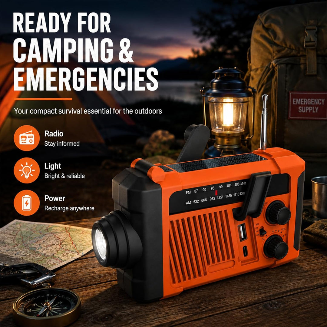Notfallradio Solarbetriebenes, Kurbelradio mit 2000mAh Akku Powerbank AM/FM Notfall Radio SOS-Alarm