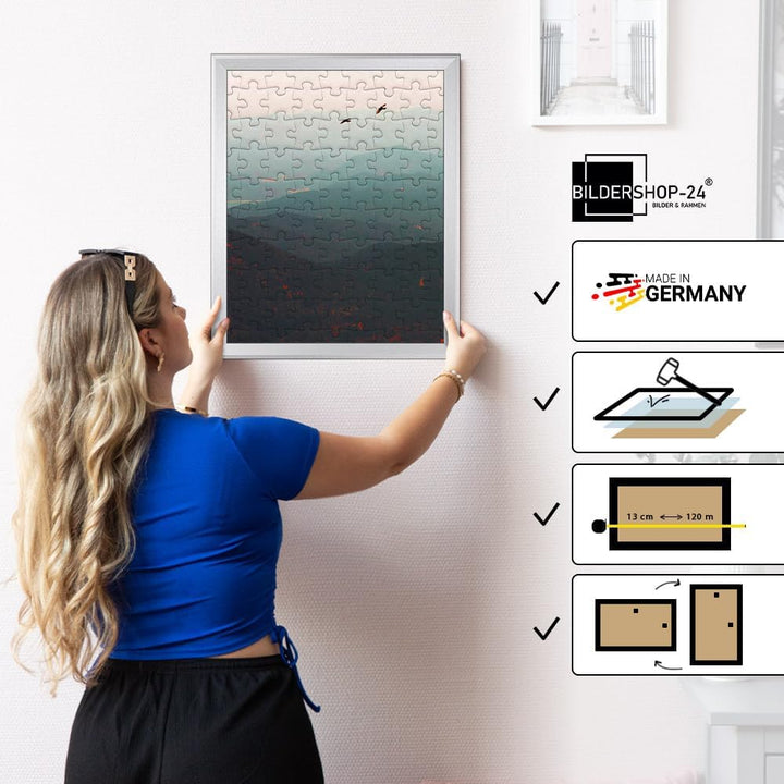 Bildershop-24 Puzzlerahmen PRIO 50x70cm Alu geschliffen (dekor) für ca. 500-1000 Teile, Alu Geschlif