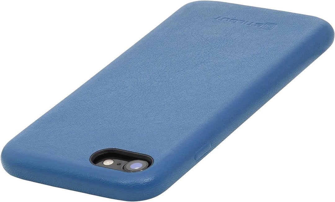 STILGUT Premium Leder-Cover kompatibel mit iPhone SE 2020/iPhone 8/iPhone 7 aus Nappaleder, Aquablau