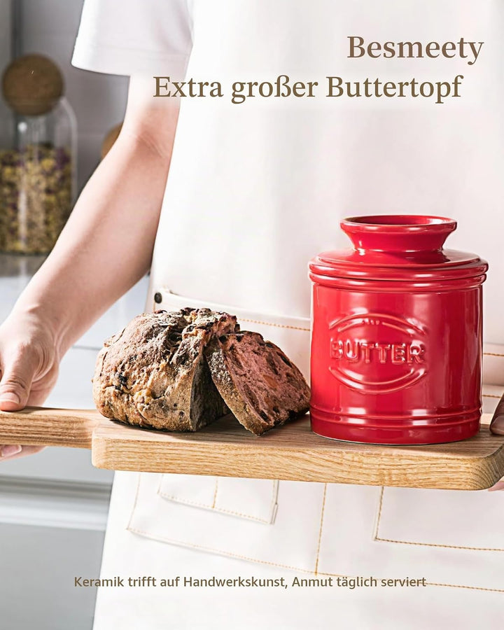 Besmeety Grosse Französische Butterdose, Butterglocke Keramik, Butterdose Porzellan, Butterdosen, 25