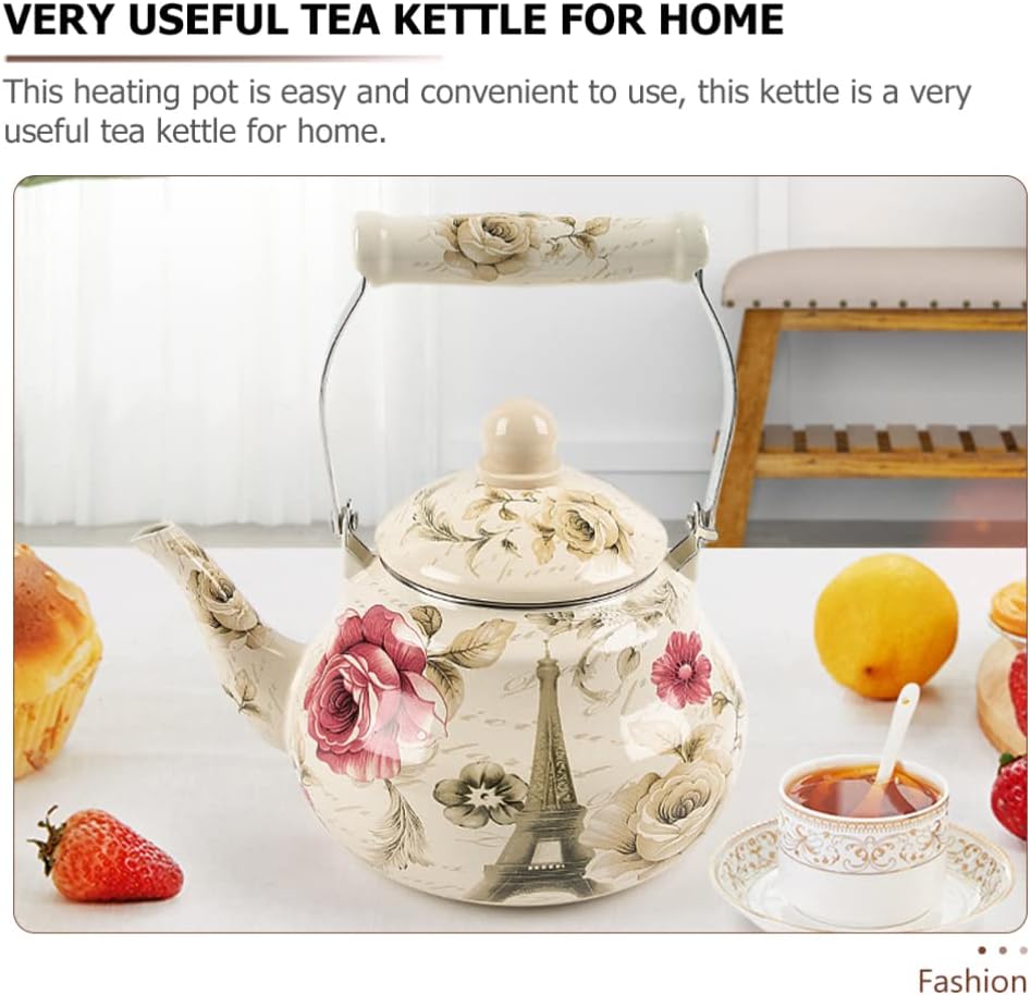 BESTonZON Emaillierter Teekessel Praktischer Wasserkessel Emaille Tea Pot Haushaltsduft Kessel Hausz
