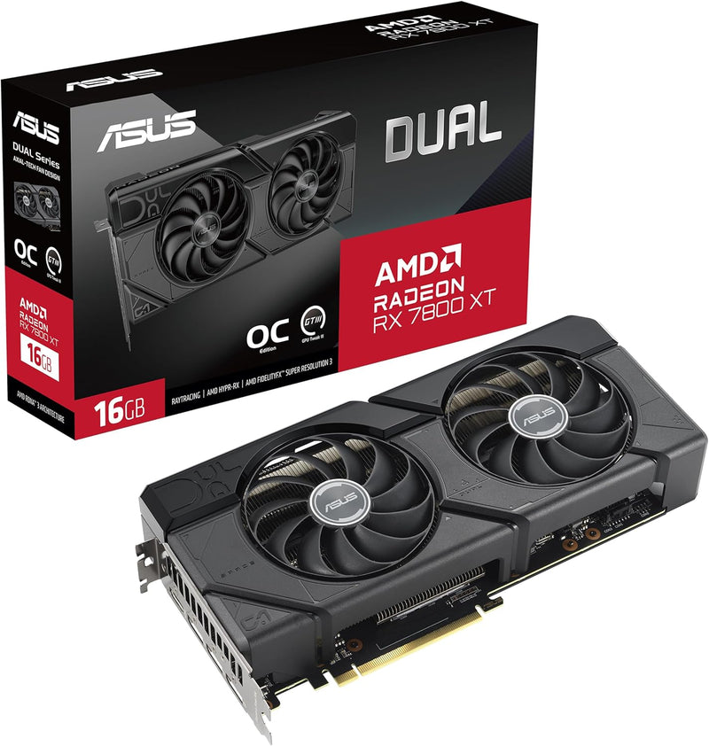ASUS Dual Radeon RX 7800 XT OC Edition 16GB GDDR6 Gaming Grafikkarte (AMD Radeon RX7800XT, PCIe 4.0,