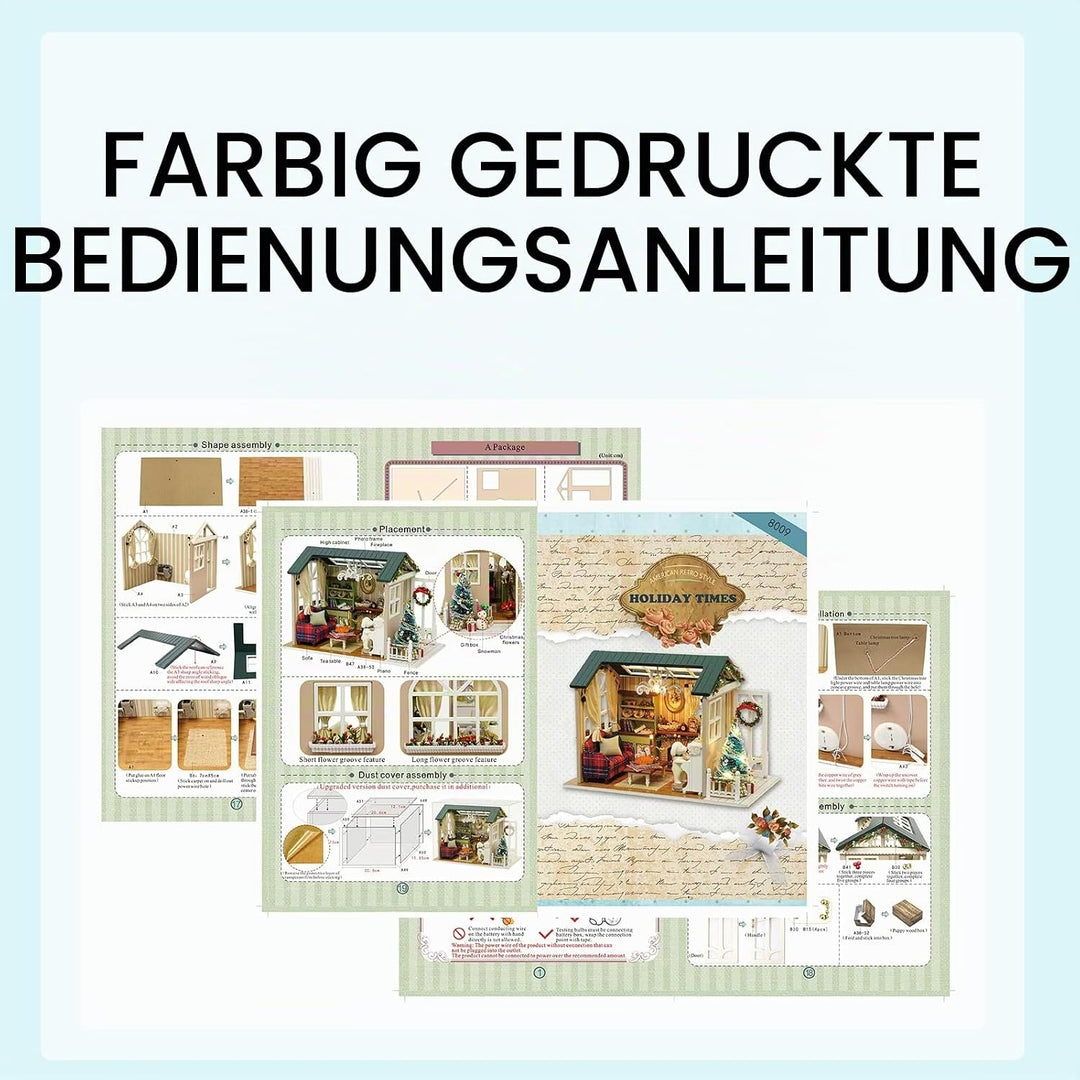 DIY Miniaturhaus-Kits mit Möbeln und LED-Lichtern, CUTEROOM 3D-Holzpuppenhaus-Kits ab 14 Jahren, zum
