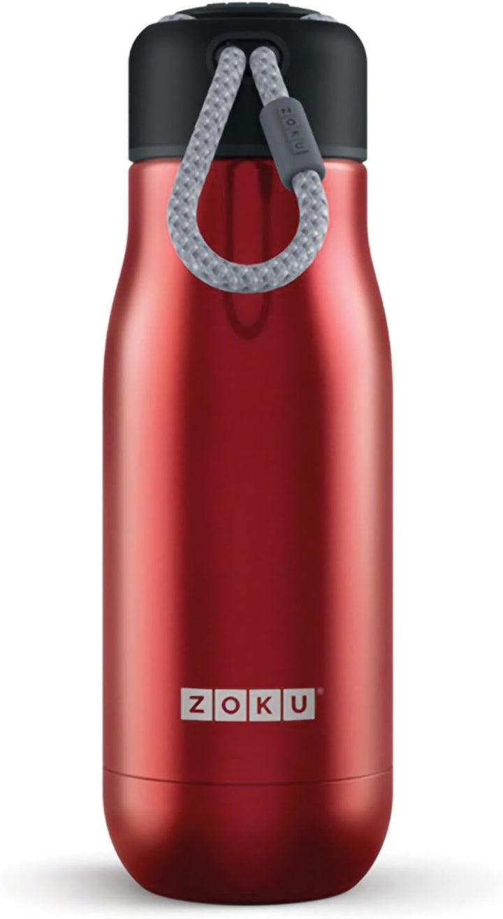 Zoku Trinkflasche 350 ml, Edelstahl, Rot, 6.7 x 6.7 x 21 cm, 1 Einheiten, Rot