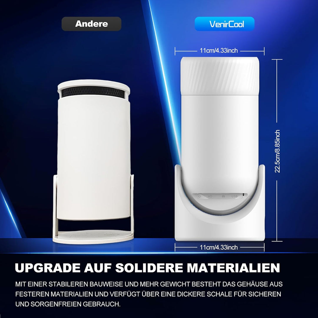 Mini Beamer mit WLAN 6 & Bluetooth 5.0, VenirCool P2 Tragbarer Projektor 13000L, 4K Unterstützung, E