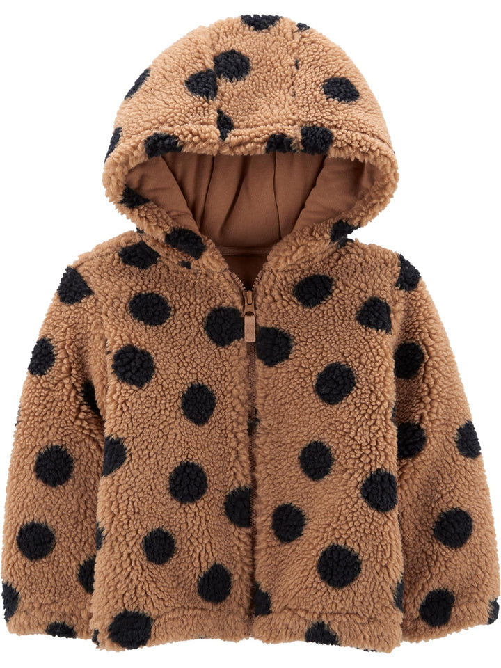 Simple Joys by Carter's Mädchen Hooded Sherpa Jacket Jacke 12 Monate Braun Schwarz Tupfen, 12 Monate