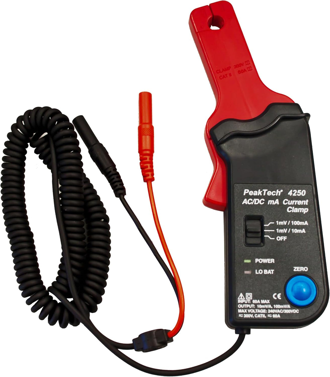 PeakTech P 4250 4250 - Stromzangen-Adapter für Multimeter bis zu 60 in AC/DC mit 4 mm Steckern, Null